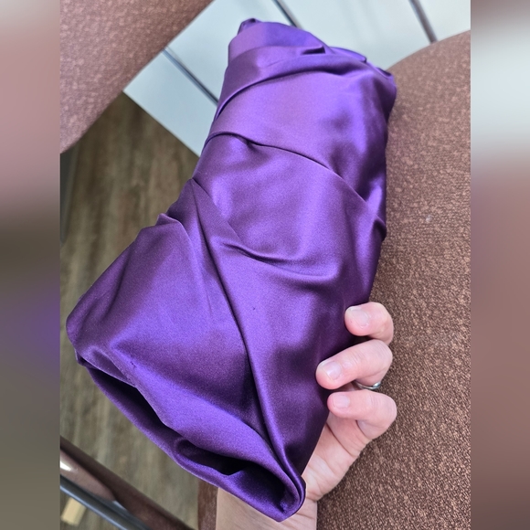 Prada Purple Satin Pleated Raso Clutch - Picture 12 of 13